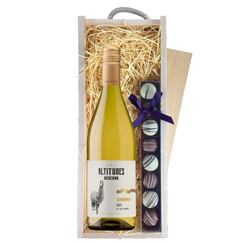 Altitudes Reserva Chardonnay 75cl White Wine & Truffles, Wooden Box